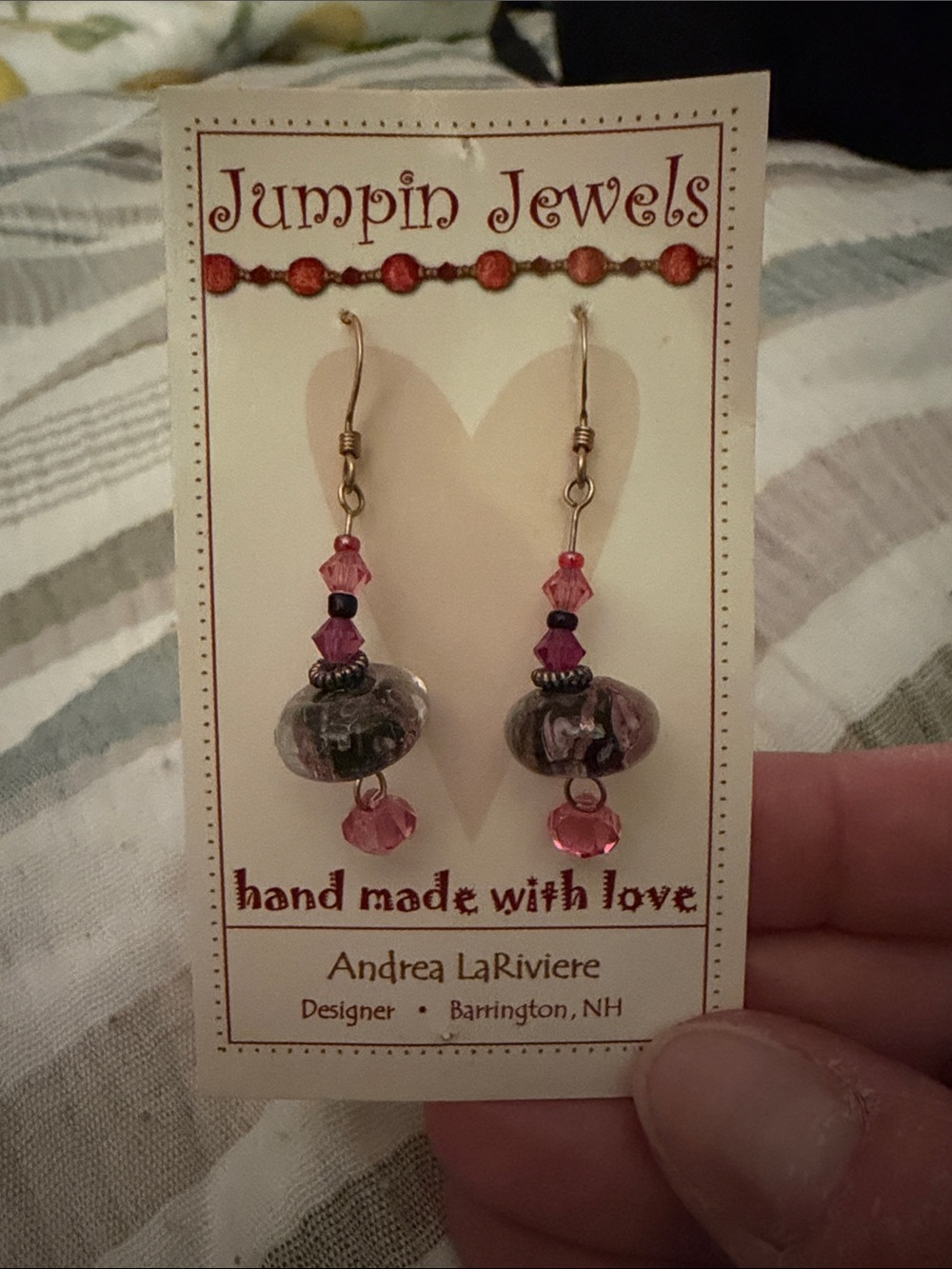 Jumpin Jewels Pink Glass Bead Dangle Earrings by Andrea LaRiviere
